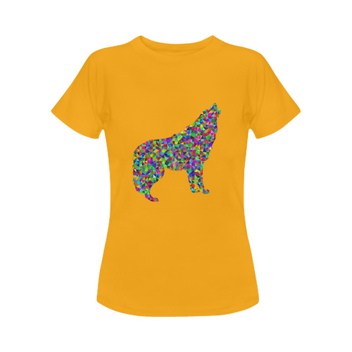 Abstract Triangle Wolf Orange Women's Classic T-Shirt (Model T17）