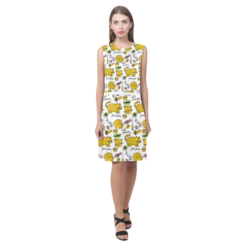 Cute Kitty Cat Power Pattern Eos Women's Sleeveless Dress (Model D01)