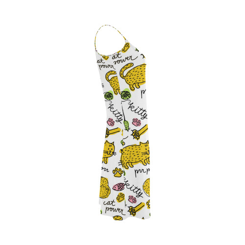 Cute Kitty Cat Power Pattern Alcestis Slip Dress (Model D05)