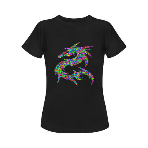 Abstract Triangle Dragon Black Women's Classic T-Shirt (Model T17）