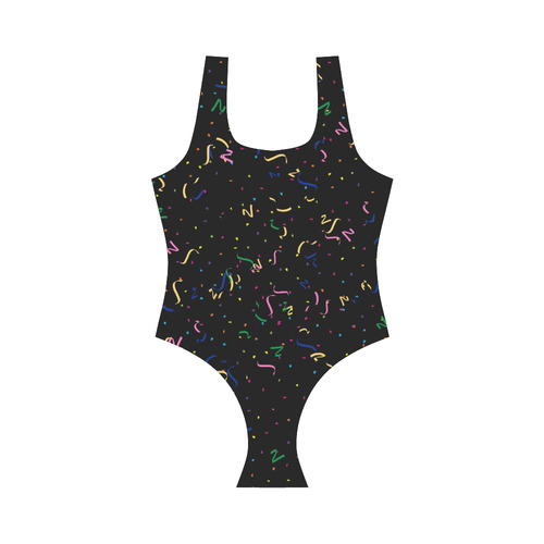 Confetti and  Party Streamers Vest One Piece Swimsuit (Model S04)