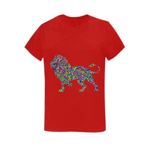 Abstract Triangle Lion Red Women's T-Shirt in USA Size (Two Sides Printing)