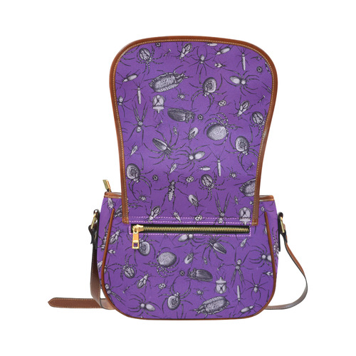 spiders creepy crawlers bugs purple halloween Saddle Bag/Small (Model 1649) Full Customization