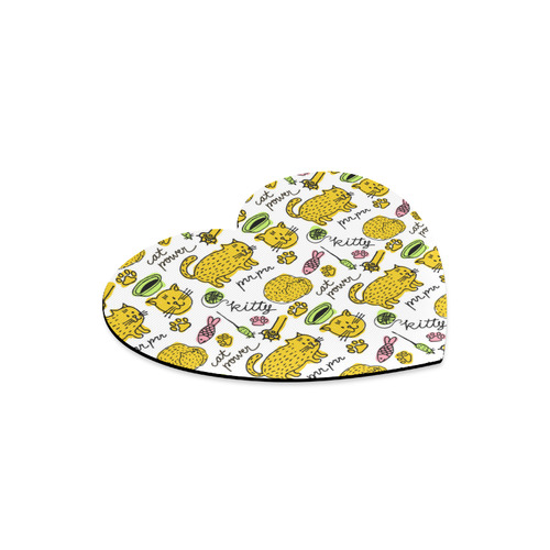 Cute Kitty Cat Power Pattern Heart-shaped Mousepad