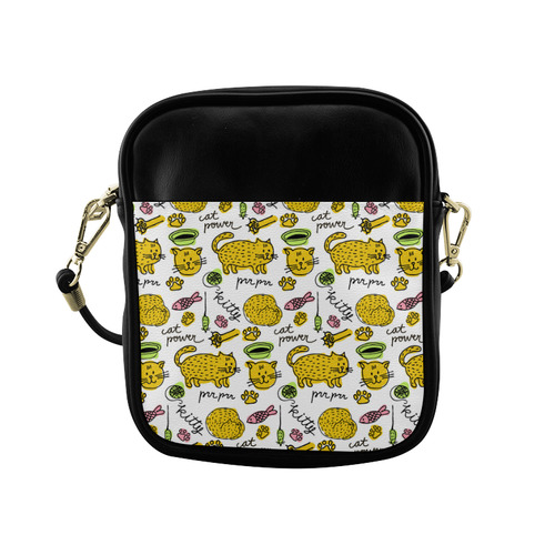 Cute Kitty Cat Power Pattern Sling Bag (Model 1627)