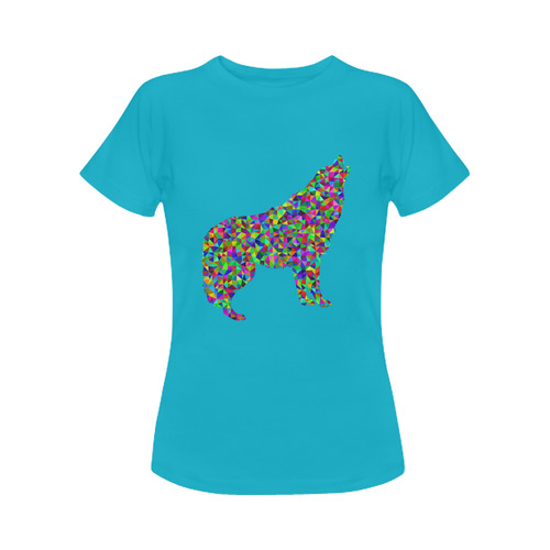 Abstract Triangle Wolf Aqua Blue Women's Classic T-Shirt (Model T17）