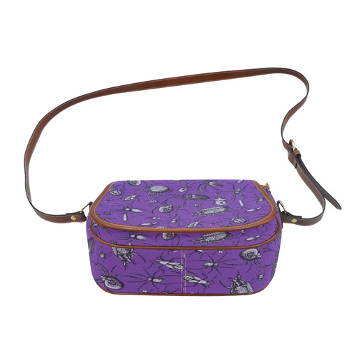 spiders creepy crawlers bugs purple halloween Saddle Bag/Small (Model 1649) Full Customization