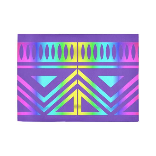 Rainbow Multicolored Ethnic Abstract Design 4 - Purple Area Rug7'x5'