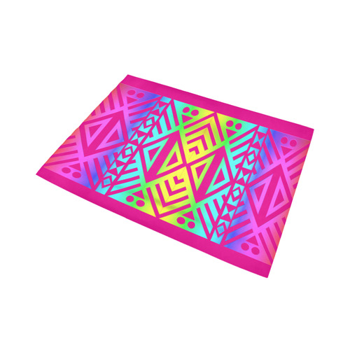 Rainbow Multicolored Ethnic Abstract Design 1 -Fuchsia Pink Area Rug7'x5'