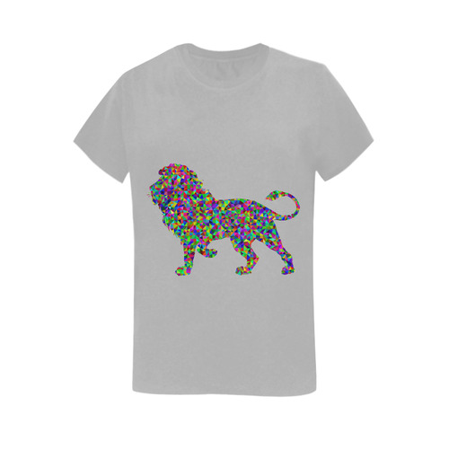 Abstract Triangle Lion Grey Women's T-Shirt in USA Size (Two Sides Printing)