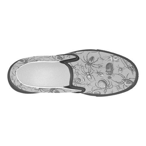 beetles spiders creepy crawlers insects grey Men's Slip-on Canvas Shoes (Model 019)