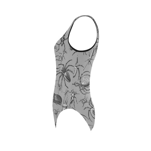 beetles spiders creepy crawlers bugs grey Vest One Piece Swimsuit (Model S04)