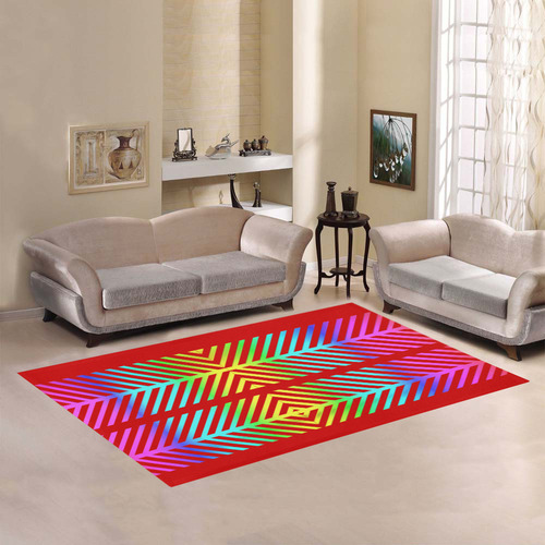 Rainbow Multicolored Ethnic Abstract Design 2 - Red Area Rug7'x5'