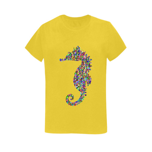 Abstract Triangle Seahorse Yellow Women's T-Shirt in USA Size (Two Sides Printing)