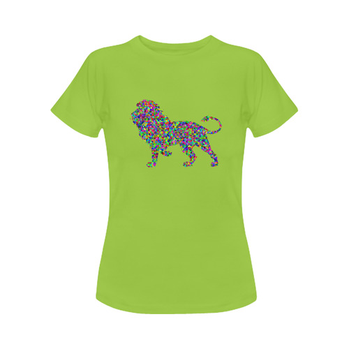 Abstract Triangle Lion Bright Green Women's Classic T-Shirt (Model T17）