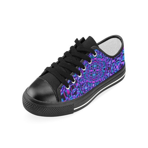 Sapphire Blue Fractal Gems Women's Classic Canvas Shoes (Model 018)