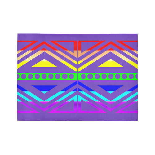 Rainbow Multicolored Ethnic Abstract Design 5 -Purple Area Rug7'x5'