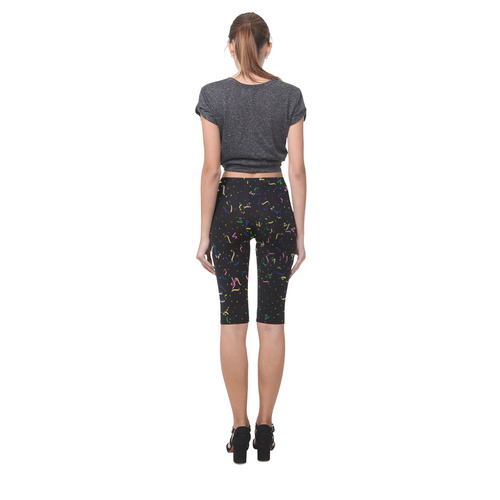 Confetti and  Party Streamers Black Hestia Cropped Leggings (Model L03)