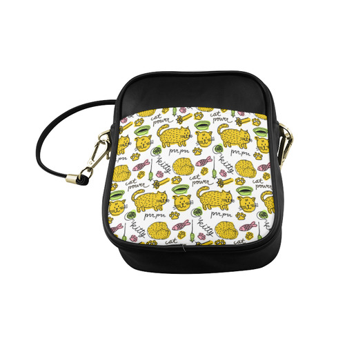 Cute Kitty Cat Power Pattern Sling Bag (Model 1627)