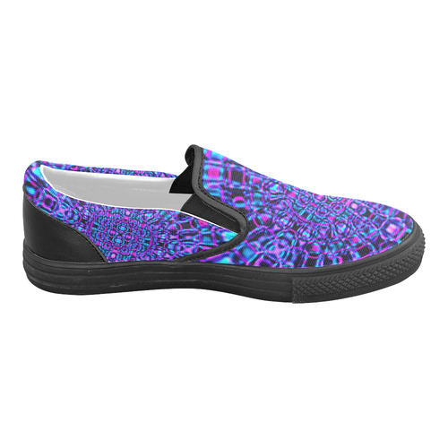 Sapphire Blue Fractal Gems Men's Slip-on Canvas Shoes (Model 019)