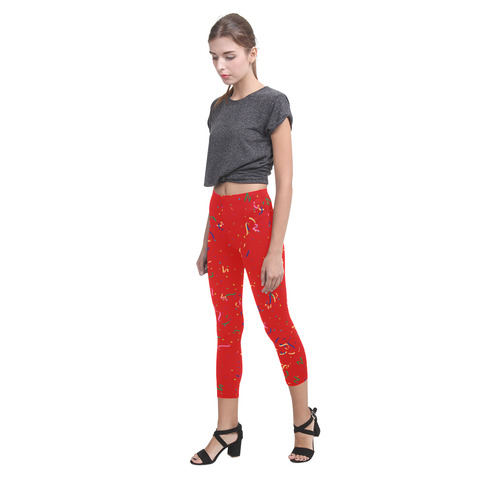 Confetti and  Party Streamers Red Capri Legging (Model L02)