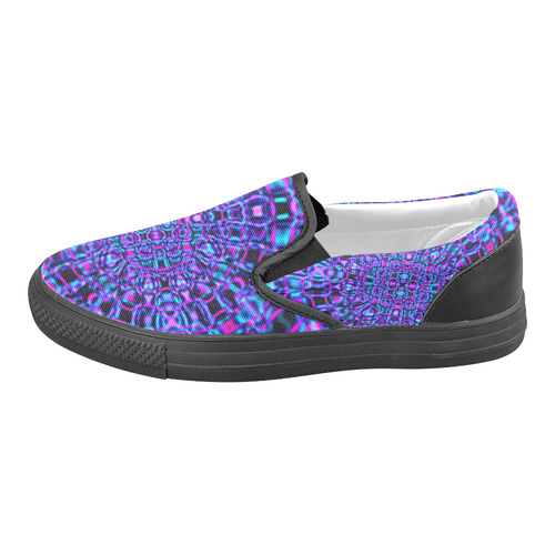 Sapphire Blue Fractal Gems Men's Slip-on Canvas Shoes (Model 019)