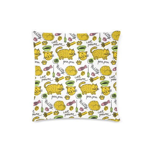 Cute Kitty Cat Power Pattern Custom Zippered Pillow Case 16"x16" (one side)