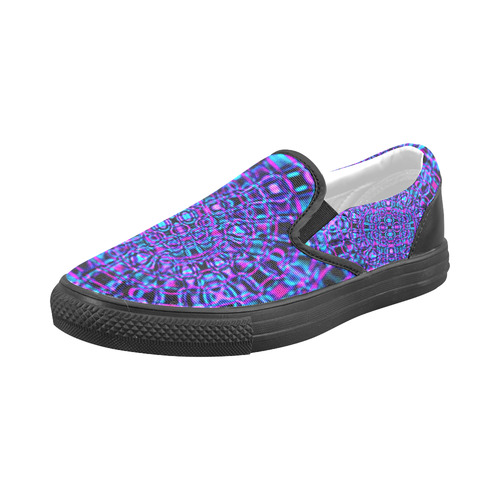 Sapphire Blue Fractal Gems Men's Slip-on Canvas Shoes (Model 019)