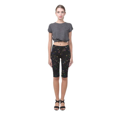 Confetti and  Party Streamers Black Hestia Cropped Leggings (Model L03)