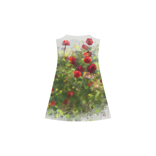 Red Roses Watercolor Alcestis Slip Dress (Model D05)