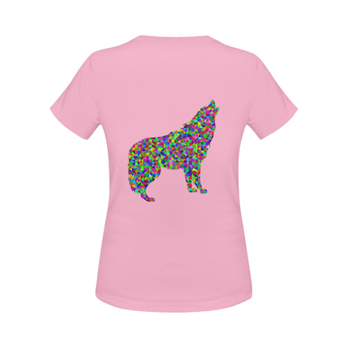 Abstract Triangle Wolf Pink Women's Classic T-Shirt (Model T17）