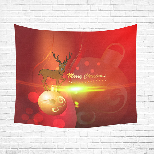 christmas design with reindeer Cotton Linen Wall Tapestry 60"x 51"