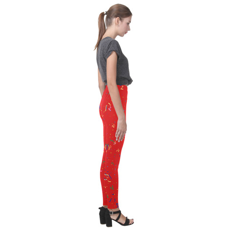 Confetti and Party Streamers Red Cassandra Women's Leggings (Model L01)