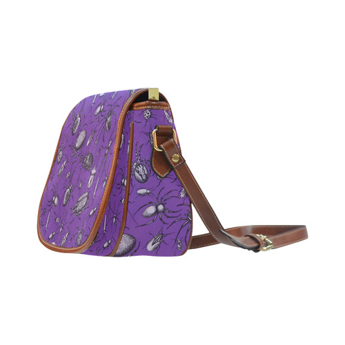 spiders creepy crawlers bugs purple halloween Saddle Bag/Large (Model 1649)