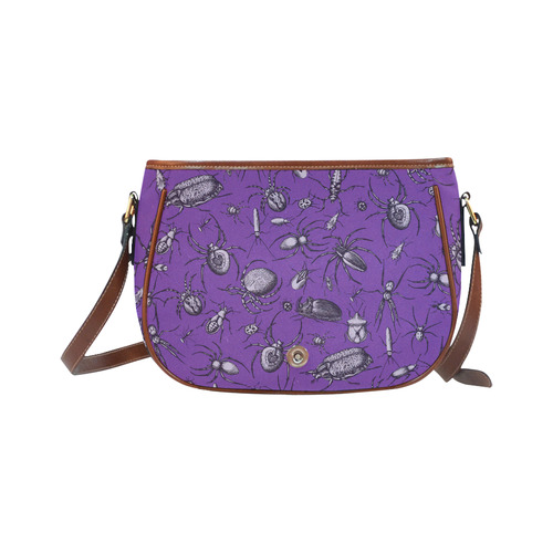 spiders creepy crawlers bugs purple halloween Saddle Bag/Large (Model 1649)