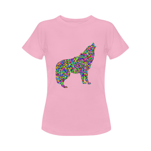 Abstract Triangle Wolf Pink Women's Classic T-Shirt (Model T17）