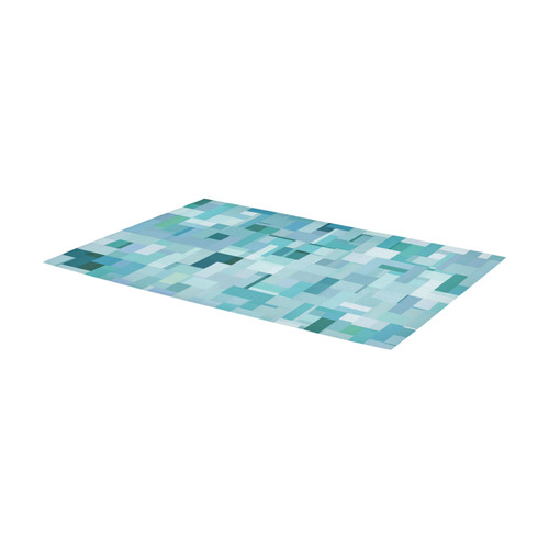 Blue Green Abstract Area Rug 7'x3'3''