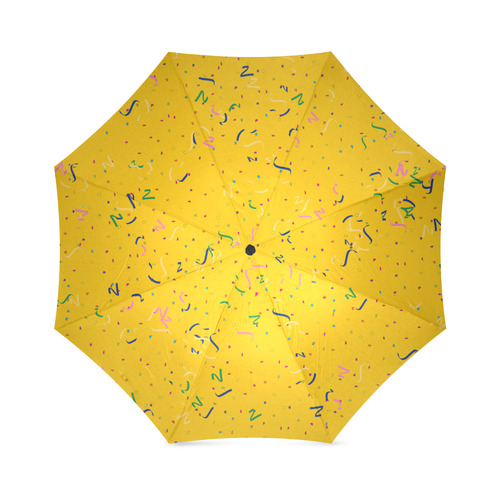 Confetti and  Party Streamers Yellow Foldable Umbrella (Model U01)