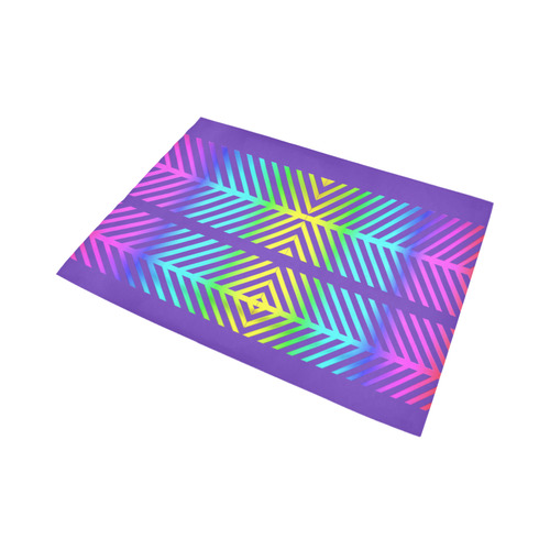 Rainbow Multicolored Ethnic Abstract Design 2 - Purple Area Rug7'x5'