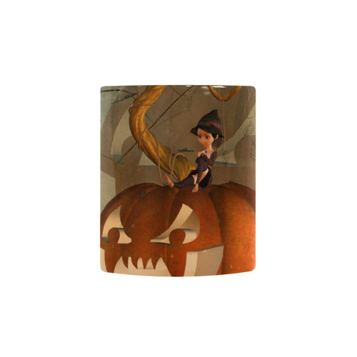 Halloween, funny pumpkin with witch Custom Morphing Mug