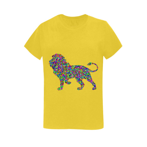 Abstract Triangle Lion Yellow Women's T-Shirt in USA Size (Two Sides Printing)
