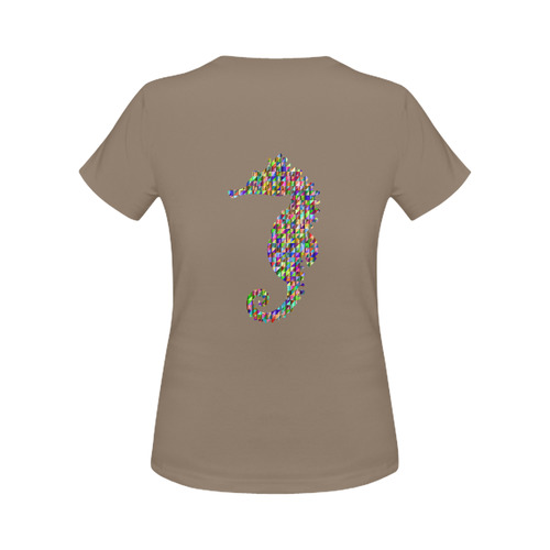 Abstract Triangle Seahorse Brown Women's Classic T-Shirt (Model T17）