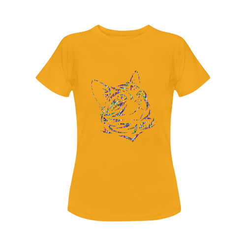 Abstract Triangle Cat Orange Women's Classic T-Shirt (Model T17）