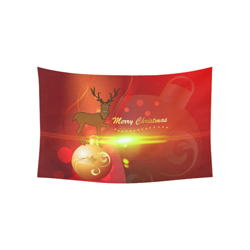 christmas design with reindeer Cotton Linen Wall Tapestry 60"x 40"