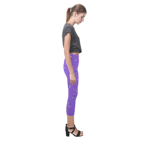 Confetti and  Party Streamers Purple Capri Legging (Model L02)