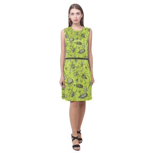 bugs spiders creepy crawlers halloween green Eos Women's Sleeveless Dress (Model D01)