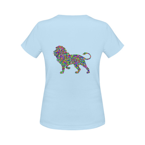 Abstract Triangle Lion Sky Blue Women's Classic T-Shirt (Model T17）