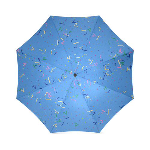 Confetti and  Party Streamers Blue Foldable Umbrella (Model U01)