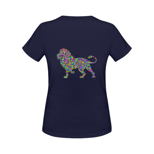 Abstract Triangle Lion Dark Blue Women's Classic T-Shirt (Model T17）