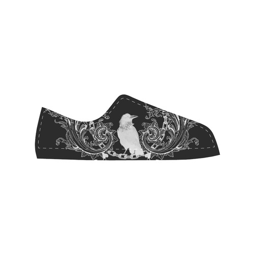 White crow with flowers Canvas Women's Shoes/Large Size (Model 018)
